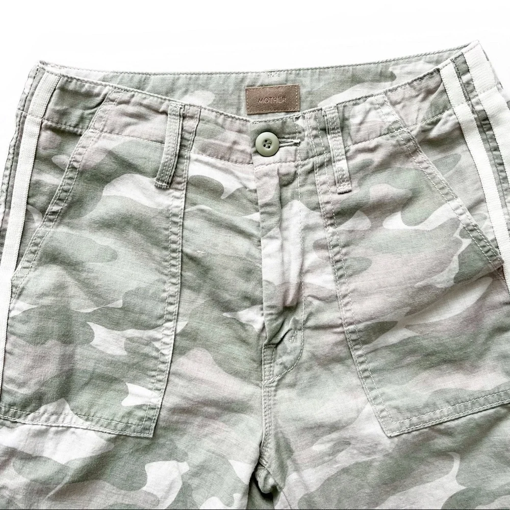 MOTHER THE SHAKER CHOP CROP FRAY Linen Blend Desert Print Camo Jeans Pan… - Picture 9 of 16
